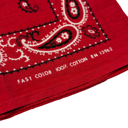 1960s Red Fast Color Paisley Print Cotton Bandana