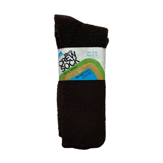 1980s Brown Terry Velour Crew Socks