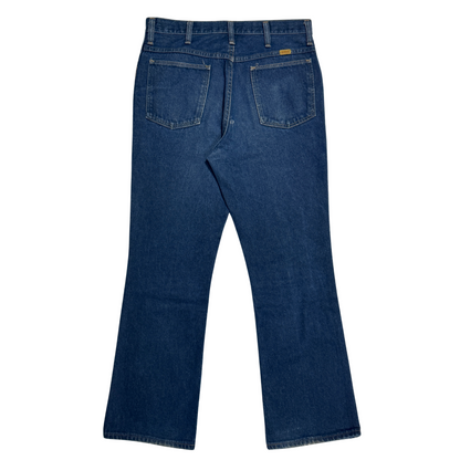 1970s Dark Blue Bootcut Flare Denim Jeans (31)