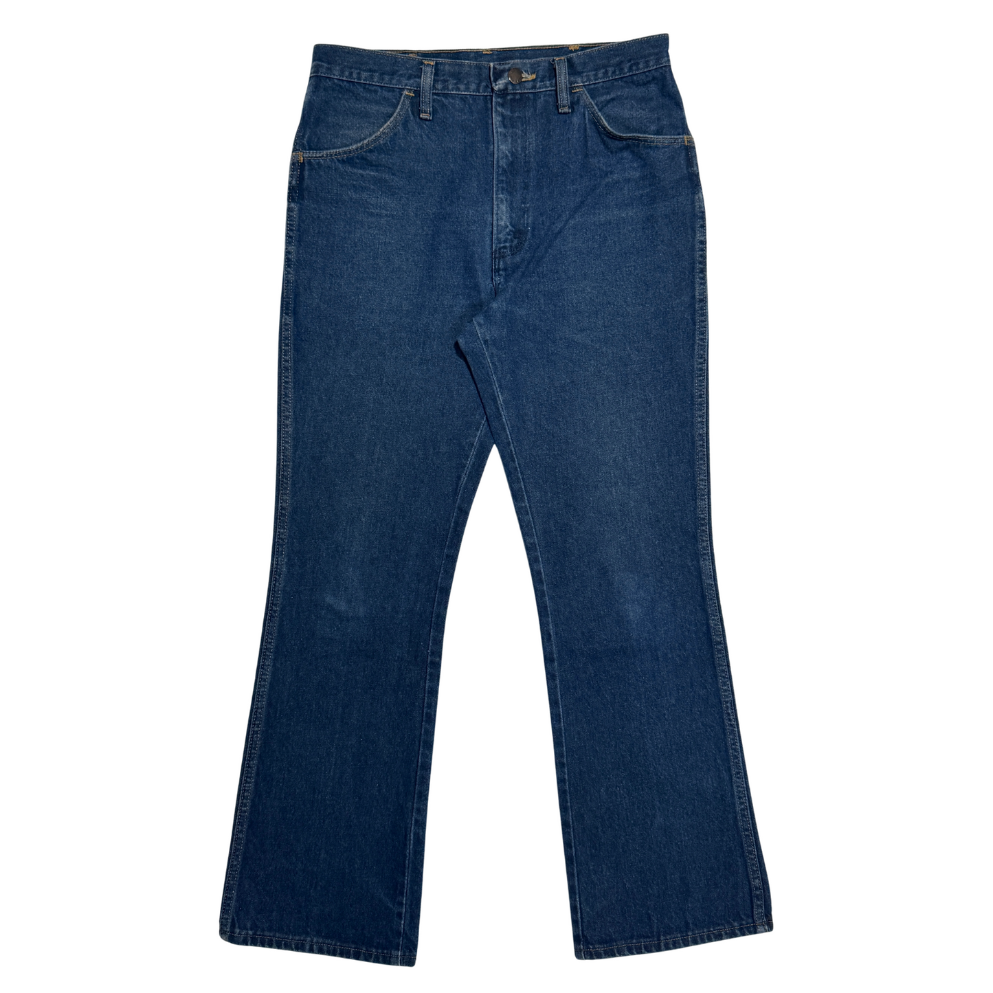 1970s Dark Blue Bootcut Flare Denim Jeans (31)