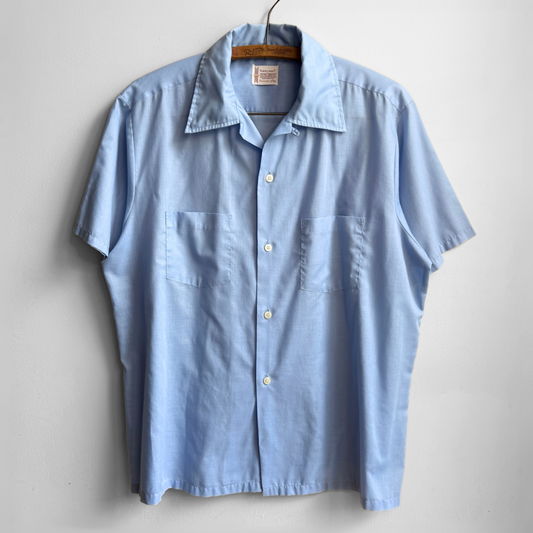 1960s Light Blue Loop Collar Shirt