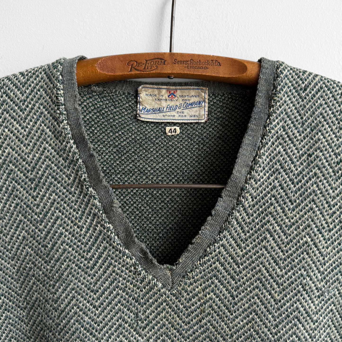 1950s Green Herringbone Knit Sweater Vest