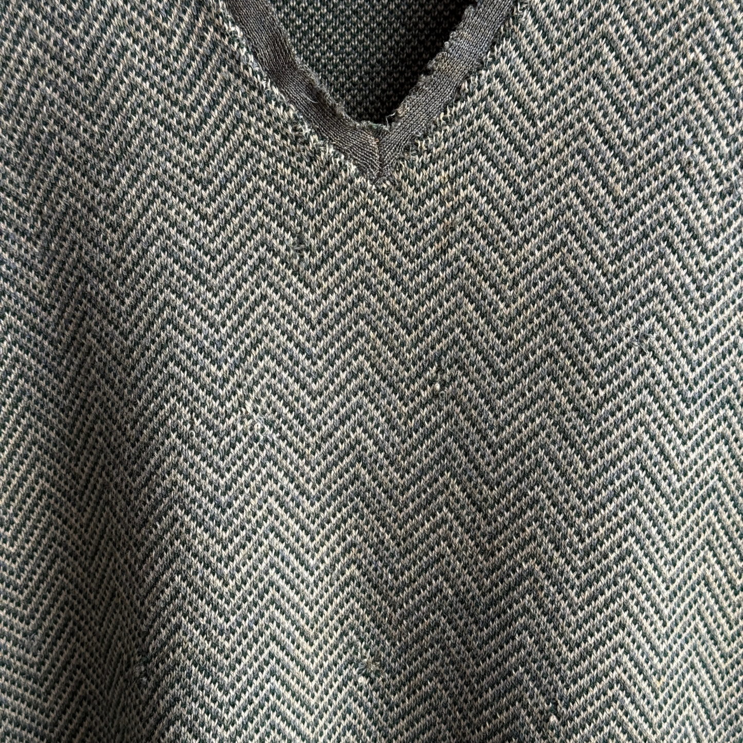 1950s Green Herringbone Knit Sweater Vest