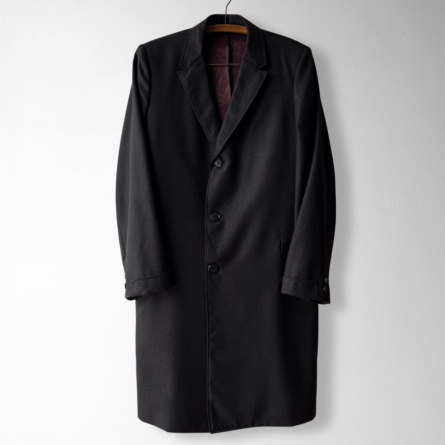 1960s Black Salt & Pepper Chesterfield Overcoat