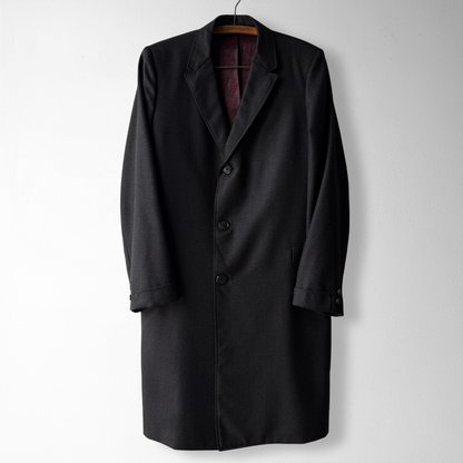 1960s Black Salt & Pepper Chesterfield Overcoat