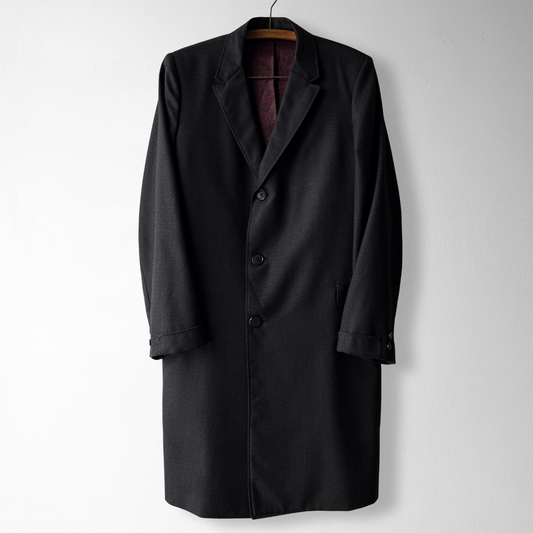 1960s Black Salt & Pepper Chesterfield Overcoat
