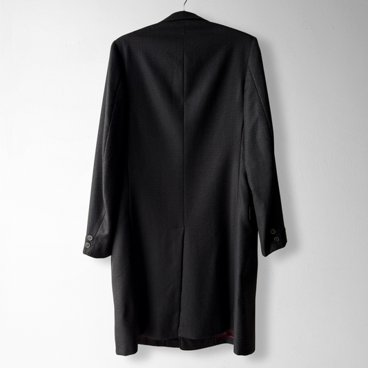 1960s Black Salt & Pepper Chesterfield Overcoat