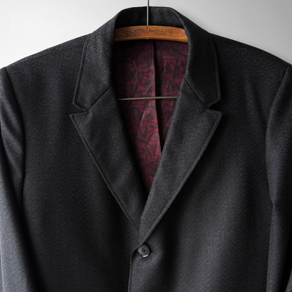 1960s Black Salt & Pepper Chesterfield Overcoat