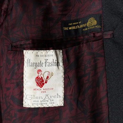 1960s Black Salt & Pepper Chesterfield Overcoat