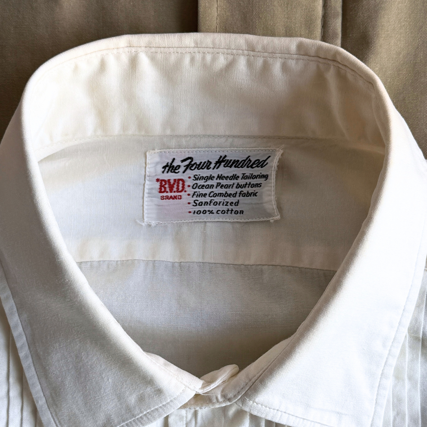 1950s White French Cuff Tuxedo Dress Shirt