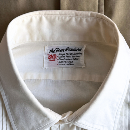1950s White French Cuff Tuxedo Dress Shirt