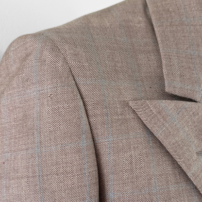 1940s Light Brown Herringbone Wool Double Breasted 2pc Suit