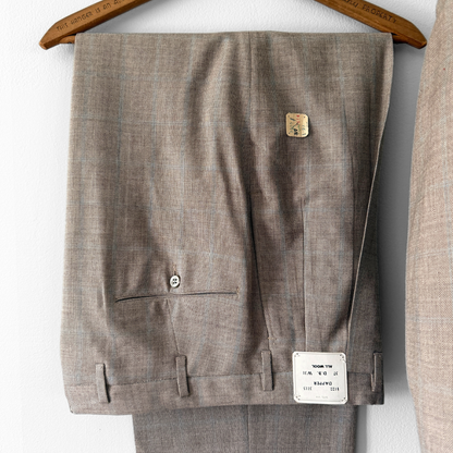 1940s Light Brown Herringbone Wool Double Breasted 2pc Suit