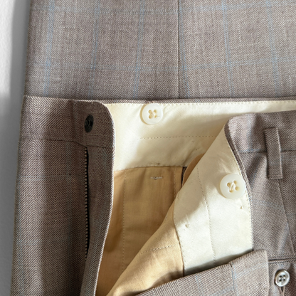 1940s Light Brown Herringbone Wool Double Breasted 2pc Suit
