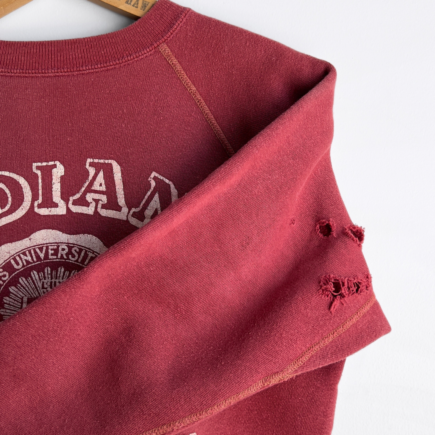 Vintage 1960s Indiana University Faded Red Cotton Raglan Sweatshirt  - Shop ThreadCount Vintage Co.