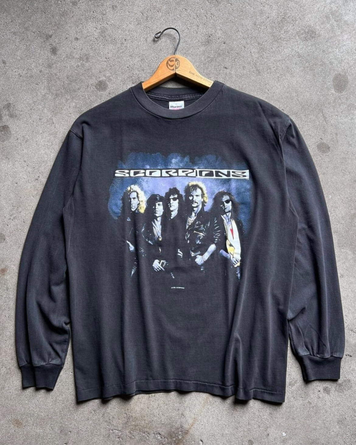 Vintage 1990 Scorpions Crazy World Tour Faded Long Sleeve Tee  - Shop ThreadCount Vintage Co.