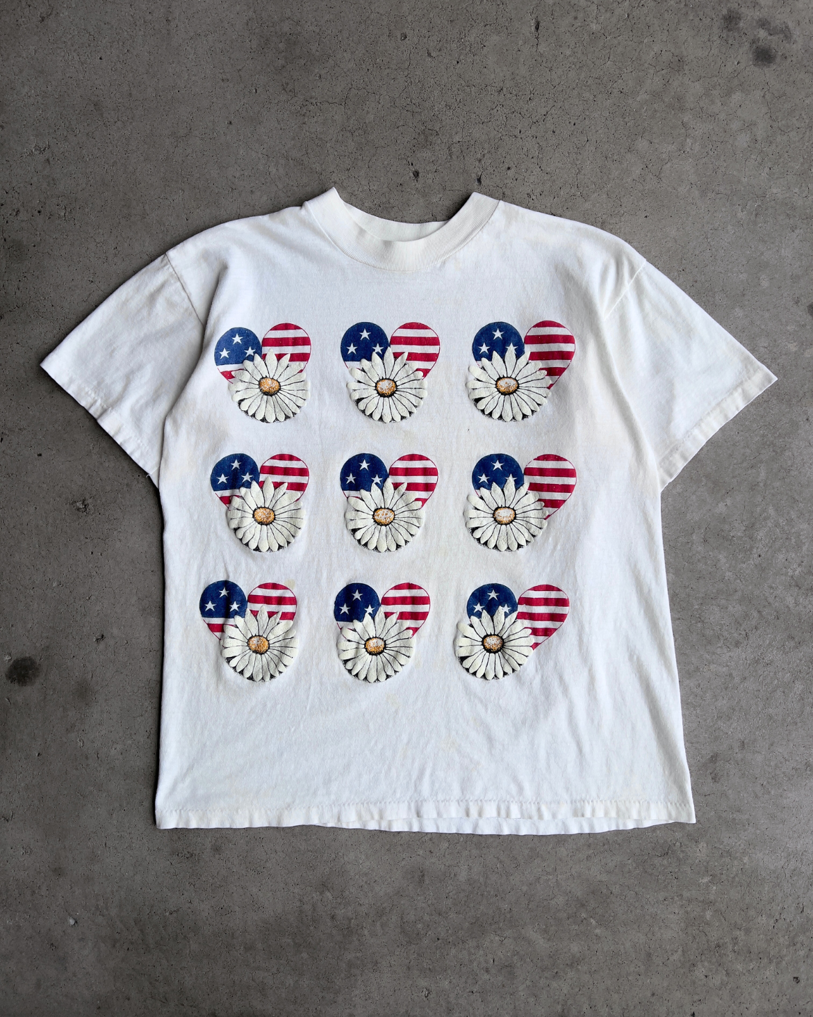 Vintage 1970s American Flag Flower Hearts Tee  - Shop ThreadCount Vintage Co.