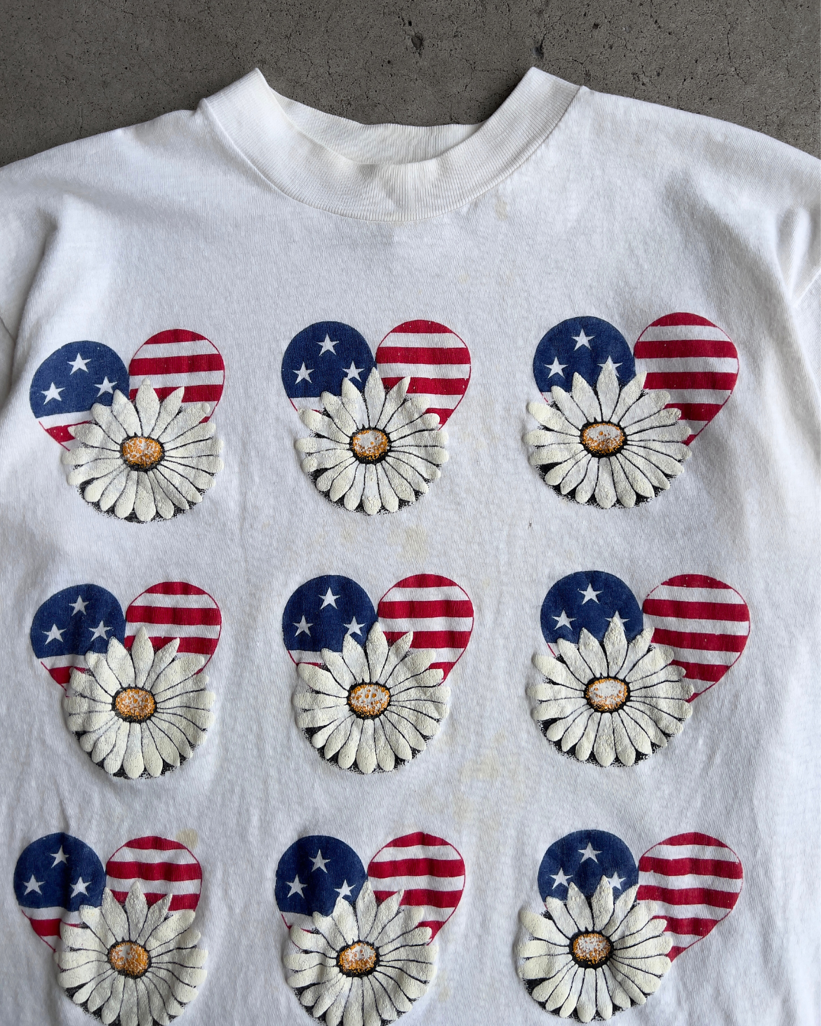 Vintage 1970s American Flag Flower Hearts Tee  - Shop ThreadCount Vintage Co.