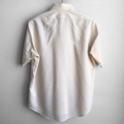 1970s Beige Striped Print Dress Shirt