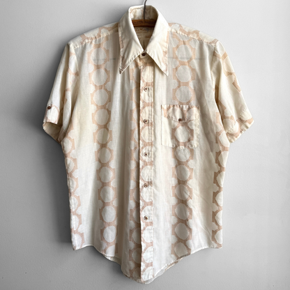1970s Beige Geometric Print Shirt
