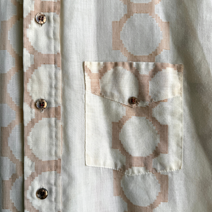 1970s Beige Geometric Print Shirt