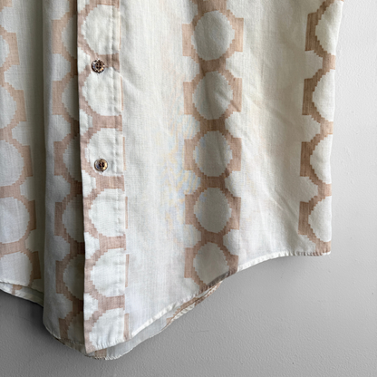 1970s Beige Geometric Print Shirt