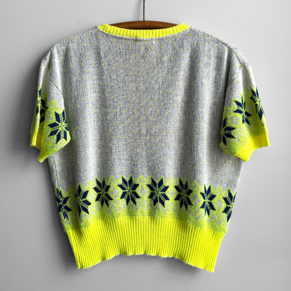 1950s Neon Snowflake Knit Novelty Sweater
