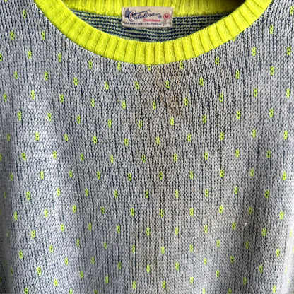 1950s Neon Snowflake Knit Novelty Sweater