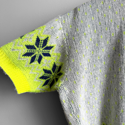 1950s Neon Snowflake Knit Novelty Sweater