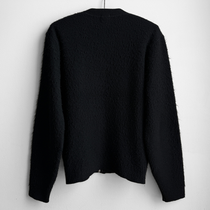 1960s Black & Grey Check Zip Up Cardigan