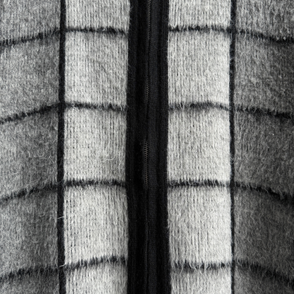 1960s Black & Grey Check Zip Up Cardigan