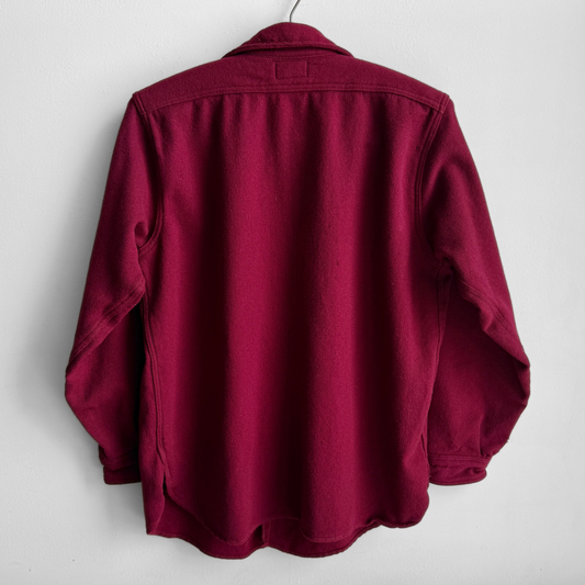 1940s Maroon Red Wool Flannel Shirt