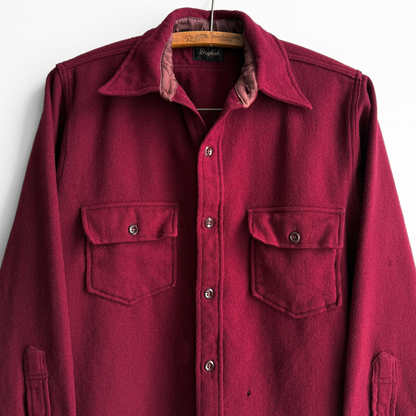 1940s Maroon Red Wool Flannel Shirt