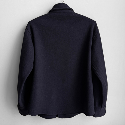 1940s Navy Blue Wool Flannel Shirt