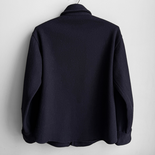 1940s Navy Blue Wool Flannel Shirt
