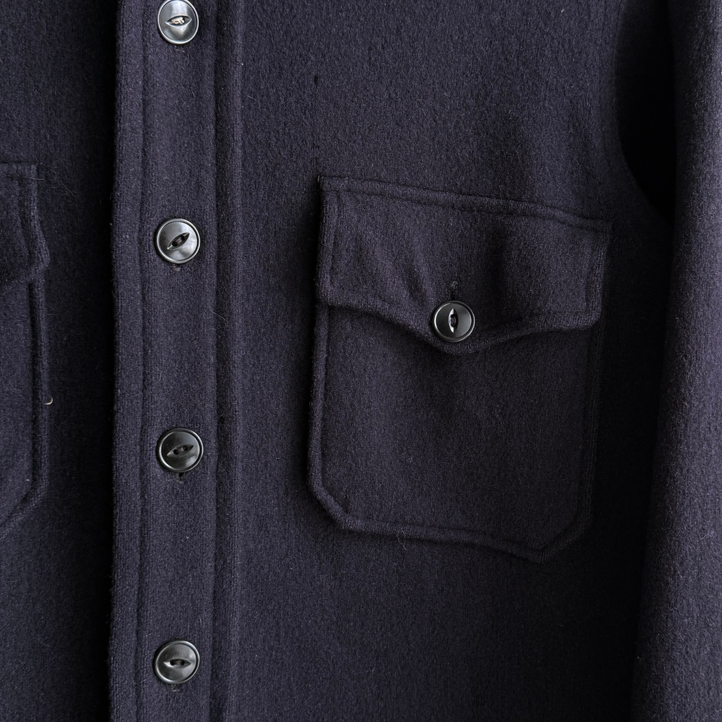 1940s Navy Blue Wool Flannel Shirt