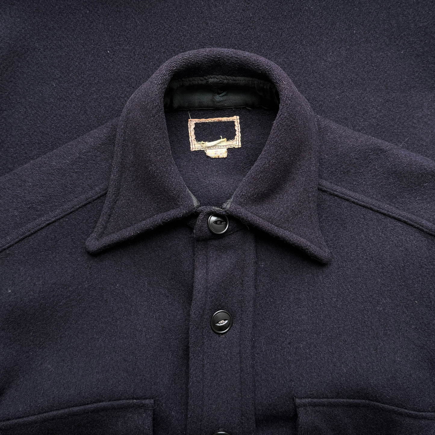 1940s Navy Blue Wool Flannel Shirt