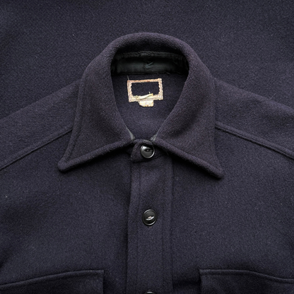 1940s Navy Blue Wool Flannel Shirt