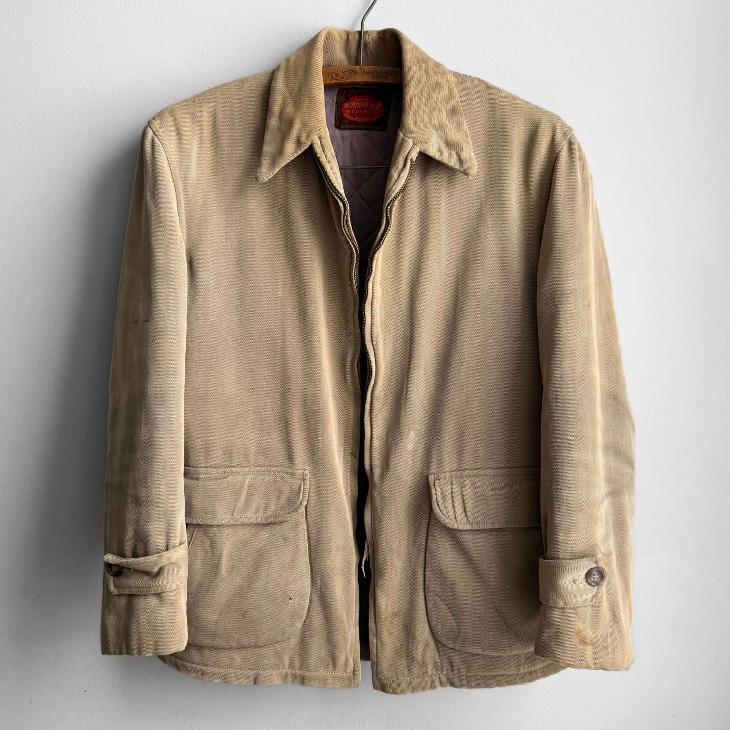 1950s Faded Tan Gabardine Windbreaker Jacket