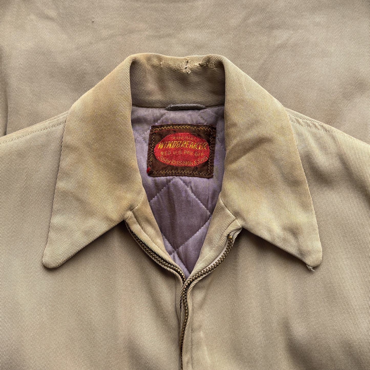 1950s Faded Tan Gabardine Windbreaker Jacket