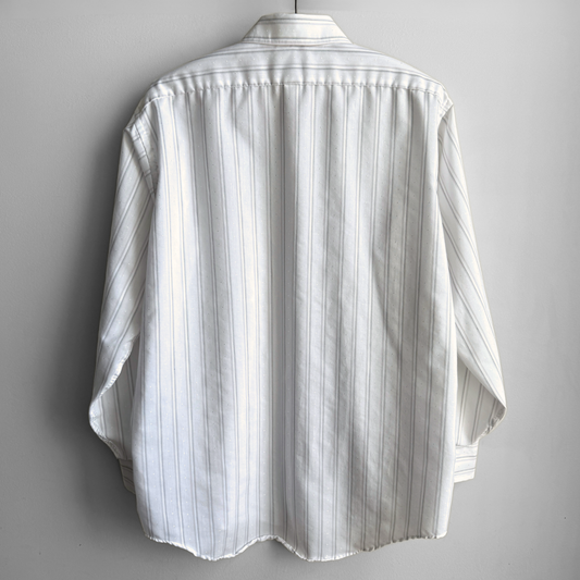 1980s White Striped Print Dress Shirt