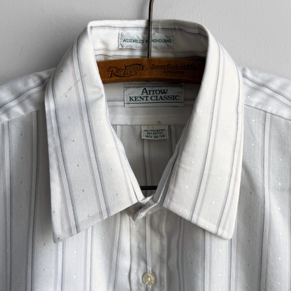 1980s White Striped Print Dress Shirt