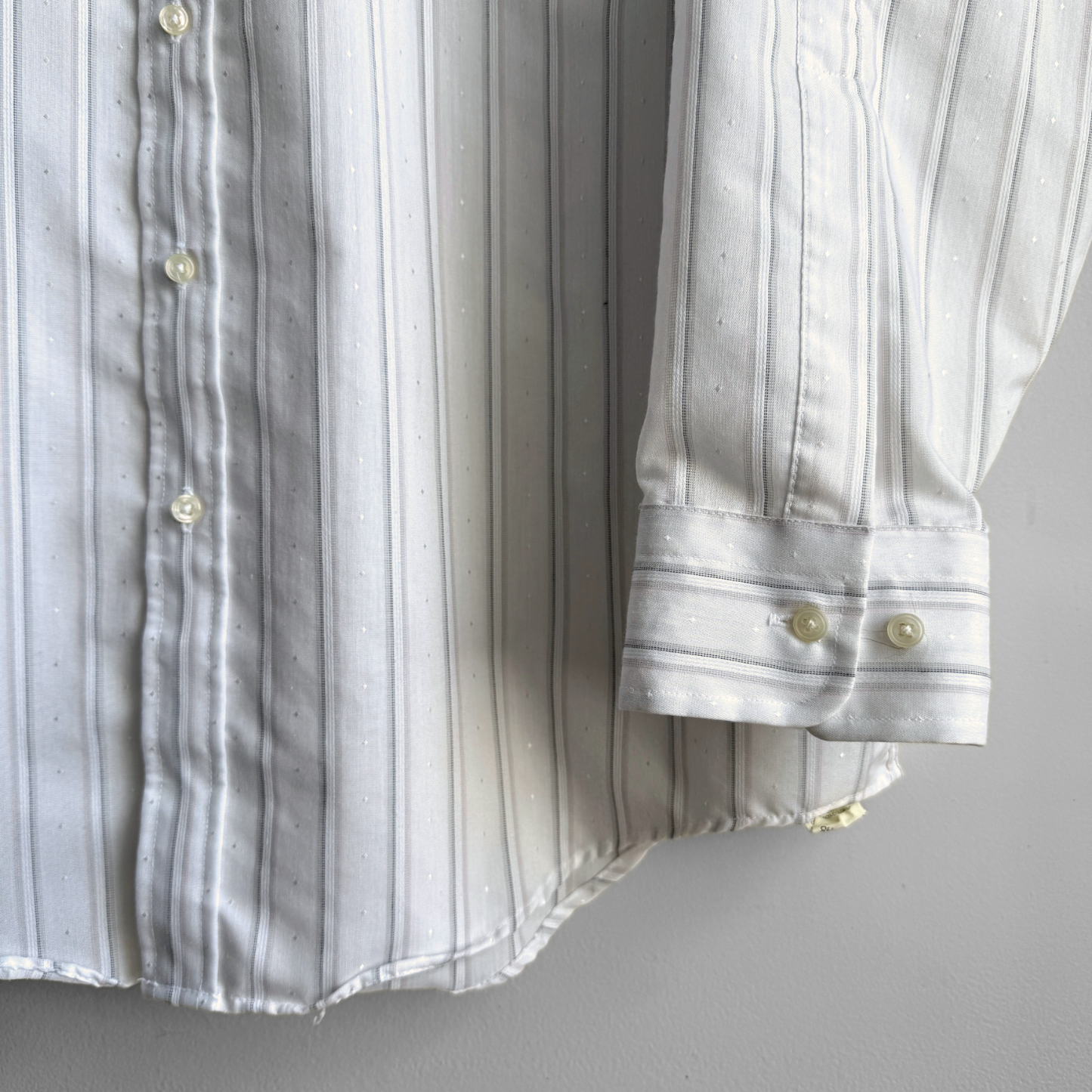1980s White Striped Print Dress Shirt