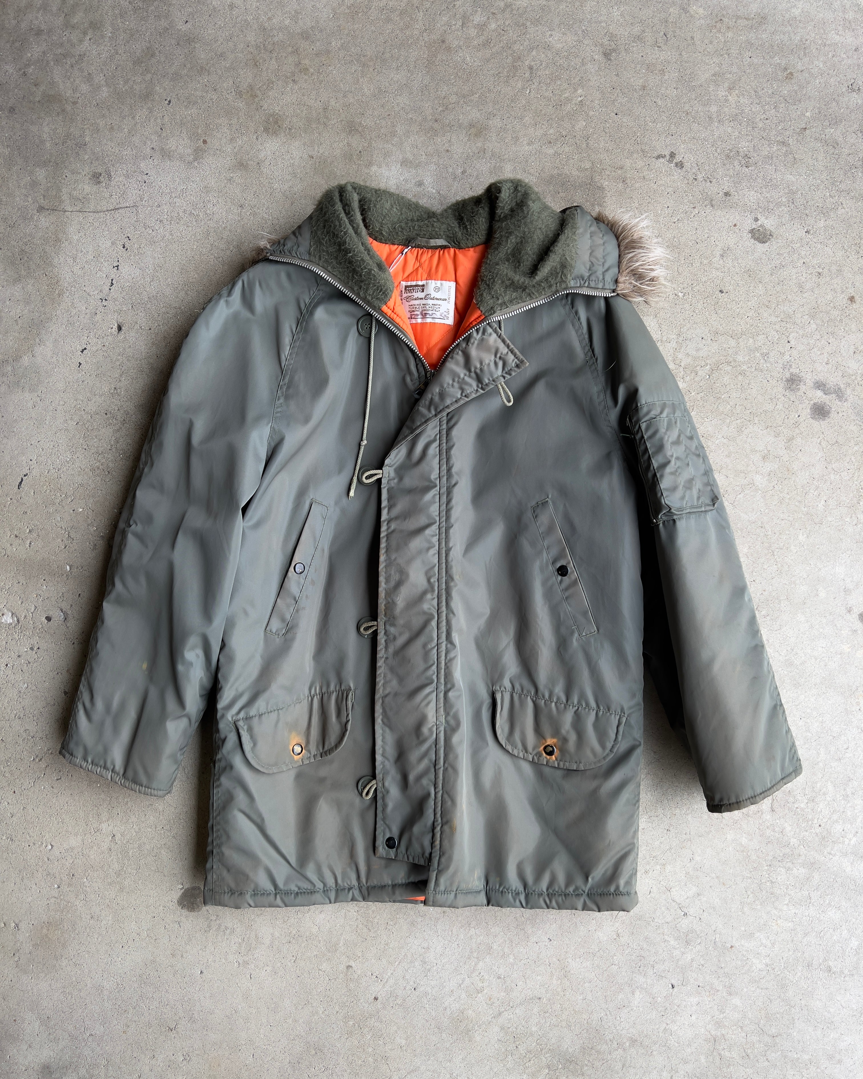 1980s N-3B Military Green Civilian Parka Jacket