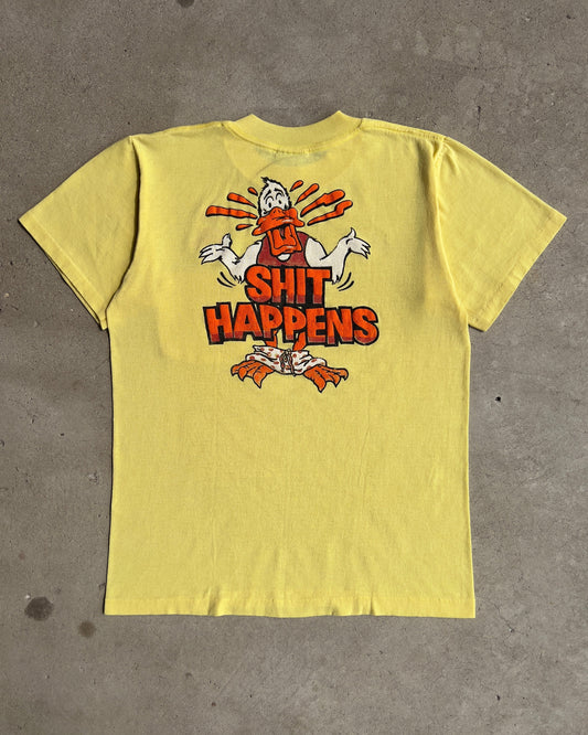 Vintage 1980s Shit Happens Angry Duck Yellow Pocket Tee  - Shop ThreadCount Vintage Co.