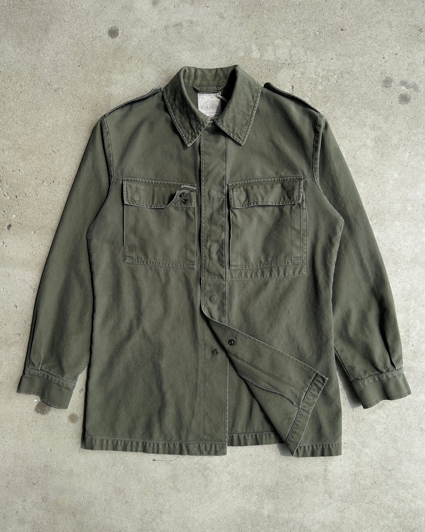 Vintage 1980s Dutch Military Faded Green Heavy Field Shirt  - Shop ThreadCount Vintage Co.