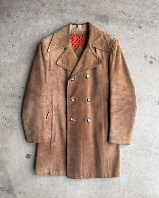 Vintage 1960s Genuine Suede Leather Satin Lined Trench Coat  - Shop ThreadCount Vintage Co.