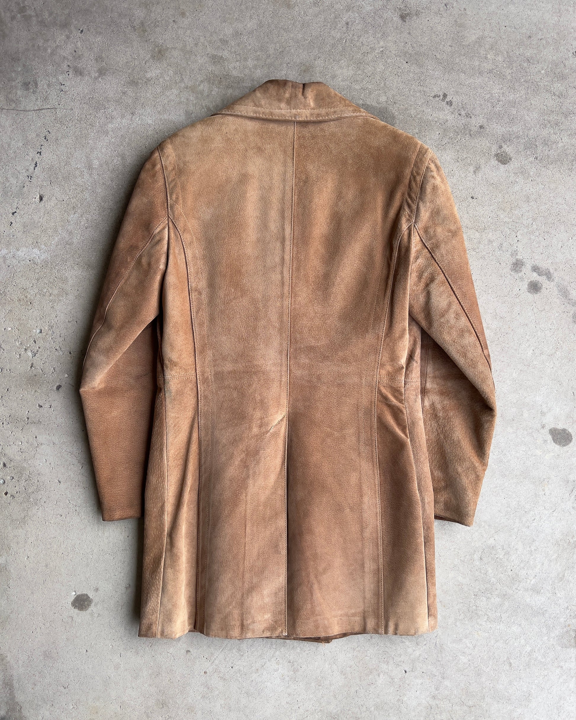 Vintage 1960s Double Breasted Genuine Suede Leather Coat  - Shop ThreadCount Vintage Co.