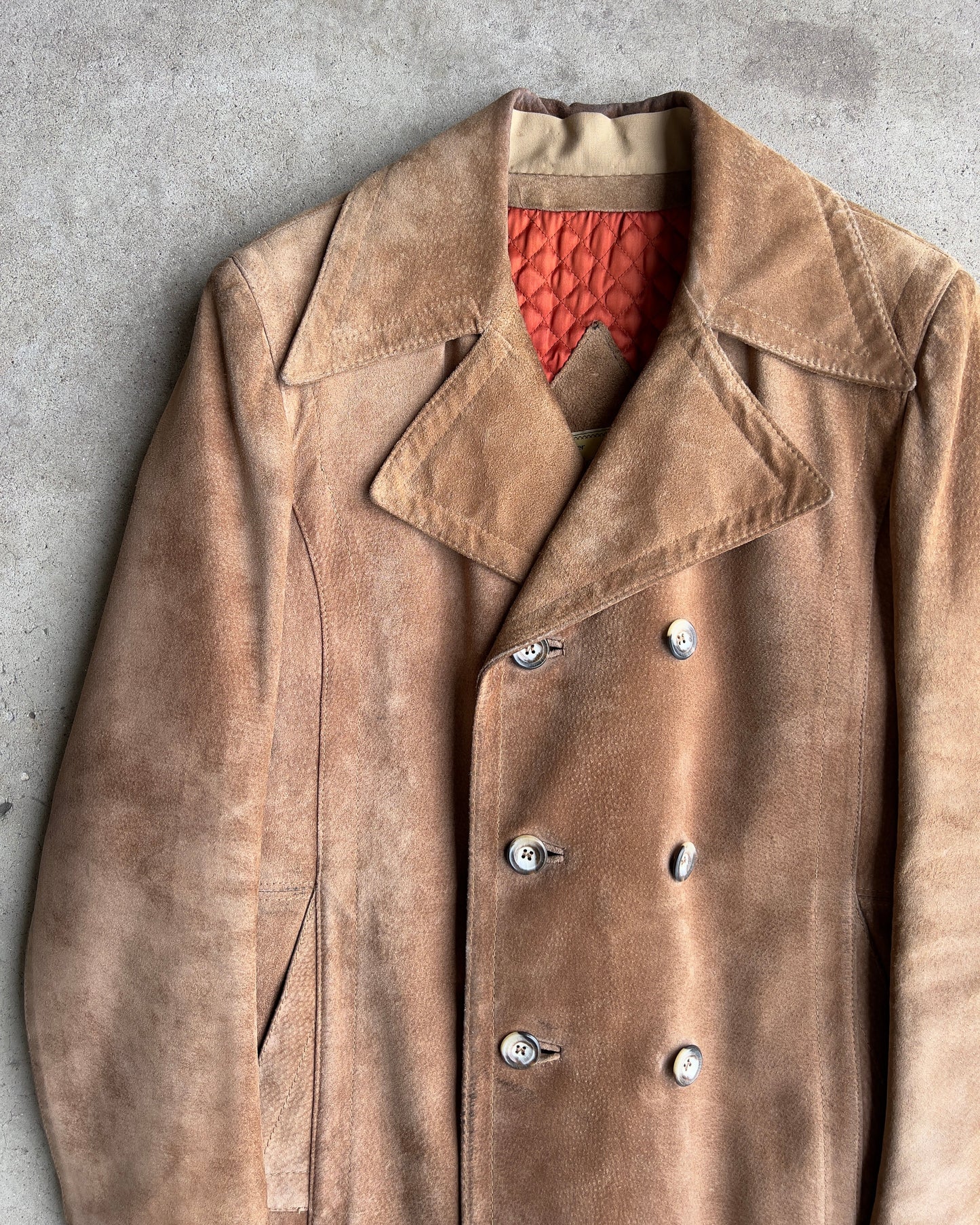 Vintage 1960s Double Breasted Genuine Suede Leather Coat  - Shop ThreadCount Vintage Co.