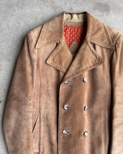 Vintage 1960s Genuine Suede Leather Satin Lined Trench Coat  - Shop ThreadCount Vintage Co.